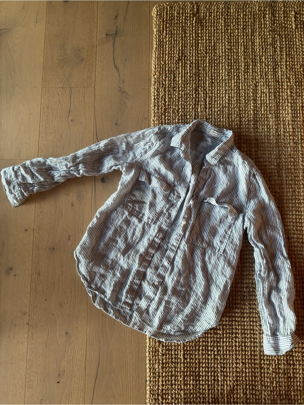 Babaton Striped Button-Up Shirt - Navy & White